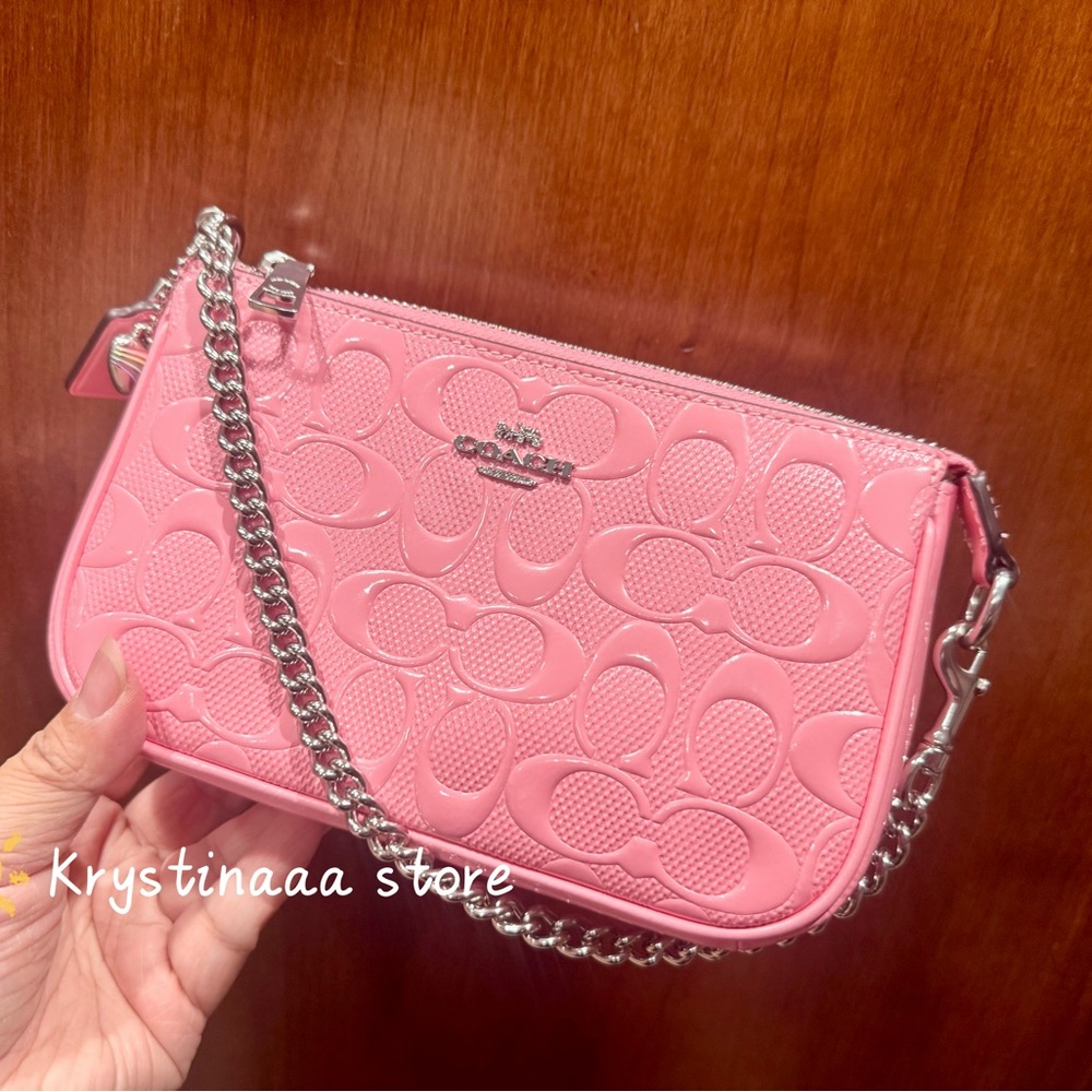 NWT Coach Nolita 19 In Signature Leather With Heart Charm CCZ27❤️ in silver/pink - Picture 3 of 7
